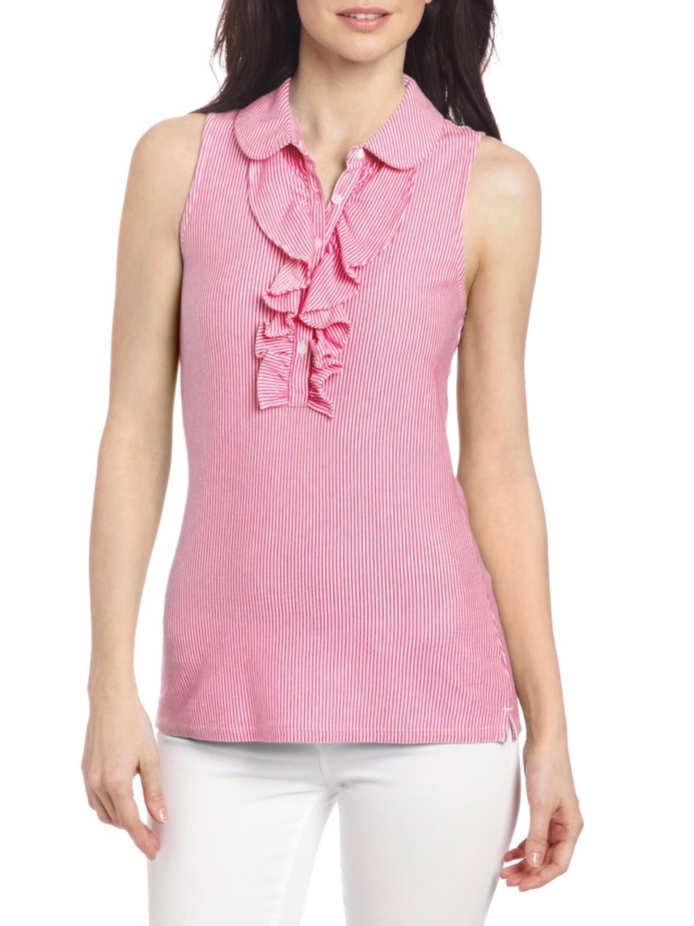 LILLY PULITZER Hotty Pink Striped Sleeveless Cotton‎ Drew Top Size S